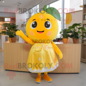 Lemon Yellow Orange mascot costume character dressed with a Blouse and Keychains