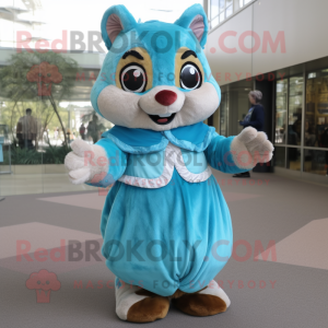 Sky Blue Chipmunk mascot costume character dressed with a Dress and Foot pads