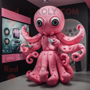 Pink Kraken maskot kostume...