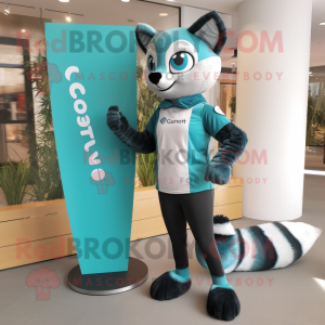 Cyan Civet mascot costume character dressed with a Leggings and Watches