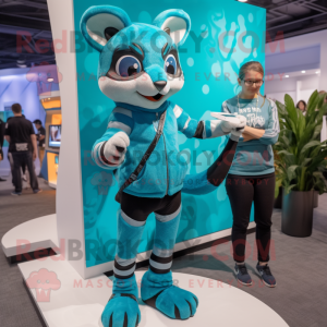 Cyan Civet maskot kostume...