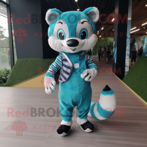 Cyan Civet mascot costume character dressed with a Leggings and Watches