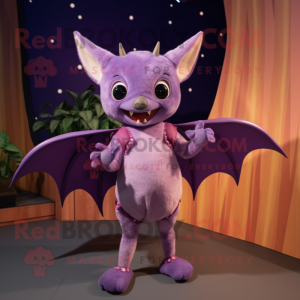 Lavender Fruit Bat mascot costume character dressed with a Bodysuit and Hairpins