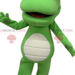 Kæmpe grøn og hvid krokodille maskot - Redbrokoly.com