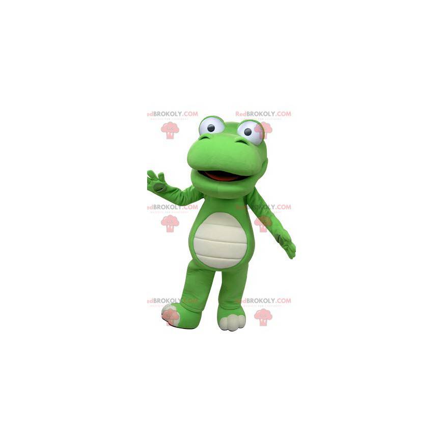 Reusachtige groene en witte krokodil mascotte - Redbrokoly.com