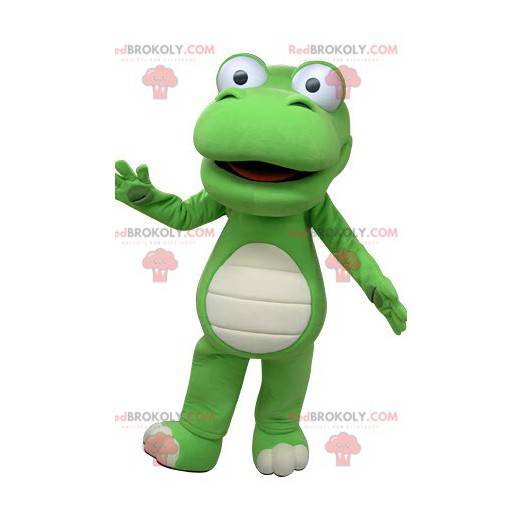 Mascotte de crocodile vert et blanc géant - Redbrokoly.com