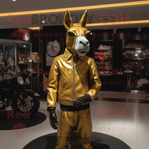 Gold Donkey maskot kostym...