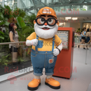 Orange Wrist Watch mascot costume character dressed with a Denim Shorts and Reading glasses