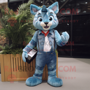 Cyan Bobcat maskot kostume...