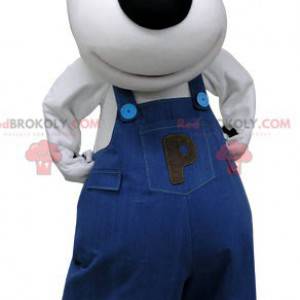 Polar bear mascot dressed in blue overalls - Redbrokoly.com