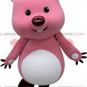 Castor de mascote rosa e branco. Mascote lontra - Redbrokoly.com