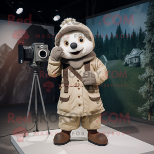 nan Camera mascot costume character dressed with a Parka and Suspenders