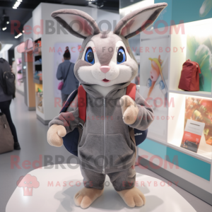 nan Wild Rabbit mascot costume character dressed with a Hoodie and Handbags