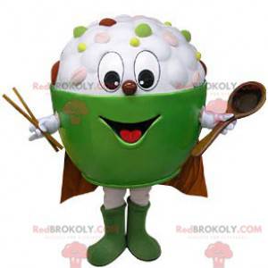 Bowl mascot with cereals and milk - Redbrokoly.com