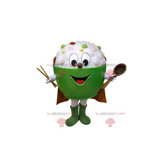 Bowl mascot with cereals and milk - Redbrokoly.com
