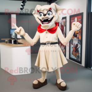 Beige Vampire mascot costume character dressed with a Culottes and Headbands