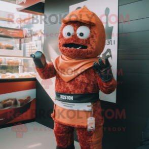 Rust Sushi mascot costume character dressed with a Rash Guard and Gloves