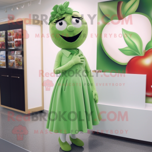 nan Apple mascot costume character dressed with a Wrap Dress and Tie pins