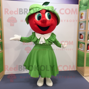 nan Apple mascot costume character dressed with a Wrap Dress and Tie pins