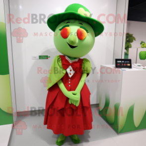 nan Apple mascot costume character dressed with a Wrap Dress and Tie pins