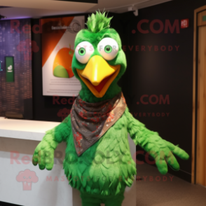 Green Tandoori Chicken mascot costume character dressed with a Suit and Scarf clips