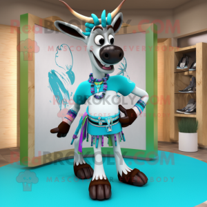 Turquoise Okapi mascotte...