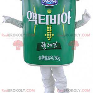 Mascote gigante do pote de iogurte verde e branco -