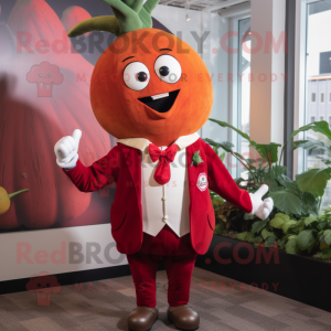 Red Turnip mascot costume character dressed with a Blazer and Ties