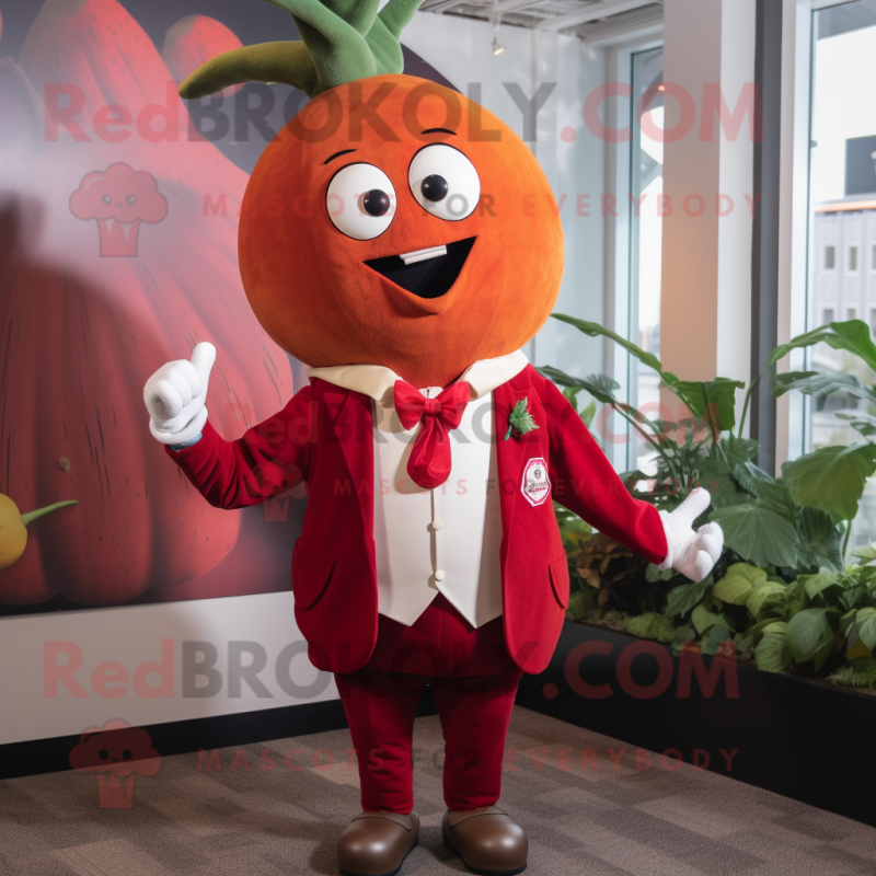 Red Turnip mascot costume character dressed with a Blazer and Ties Red Turnip mascot costume character dressed with a Blazer and Ties