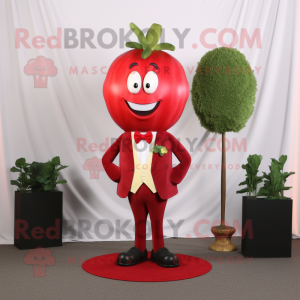 Red Turnip mascot costume character dressed with a Blazer and Ties