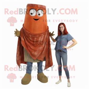 Rust Queen mascot costume character dressed with a Denim Shorts and Scarves