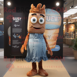 Rust Queen mascot costume character dressed with a Denim Shorts and Scarves