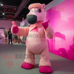 Pink Camel mascot costume character dressed with a Chinos and Foot pads