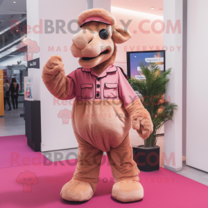 Pink Camel mascot costume character dressed with a Chinos and Foot pads