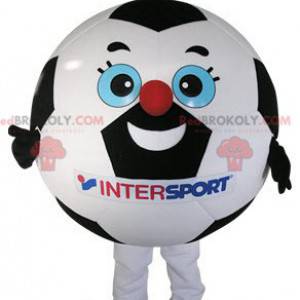 Mascota de balón de fútbol blanco y negro - Redbrokoly.com