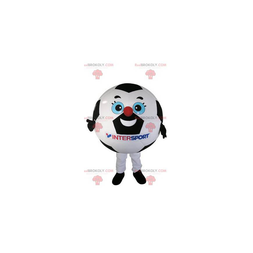 Mascota de balón de fútbol blanco y negro - Redbrokoly.com