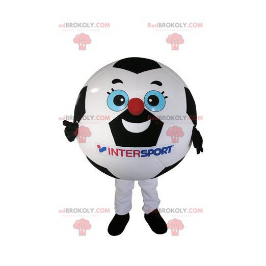 Mascota de balón de fútbol blanco y negro - Redbrokoly.com