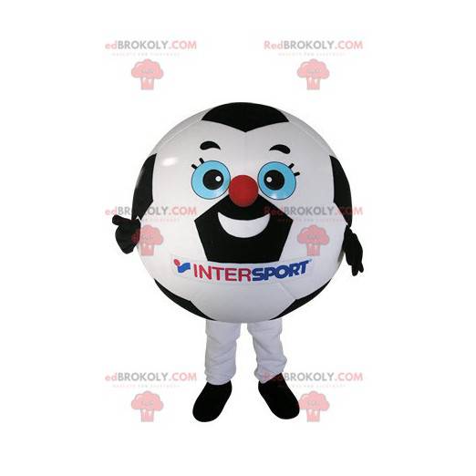 Mascotte di pallone da calcio in bianco e nero - Redbrokoly.com