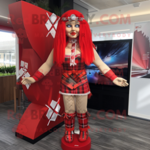 Red Celtic Cross mascot costume character dressed with a Bikini and Headbands