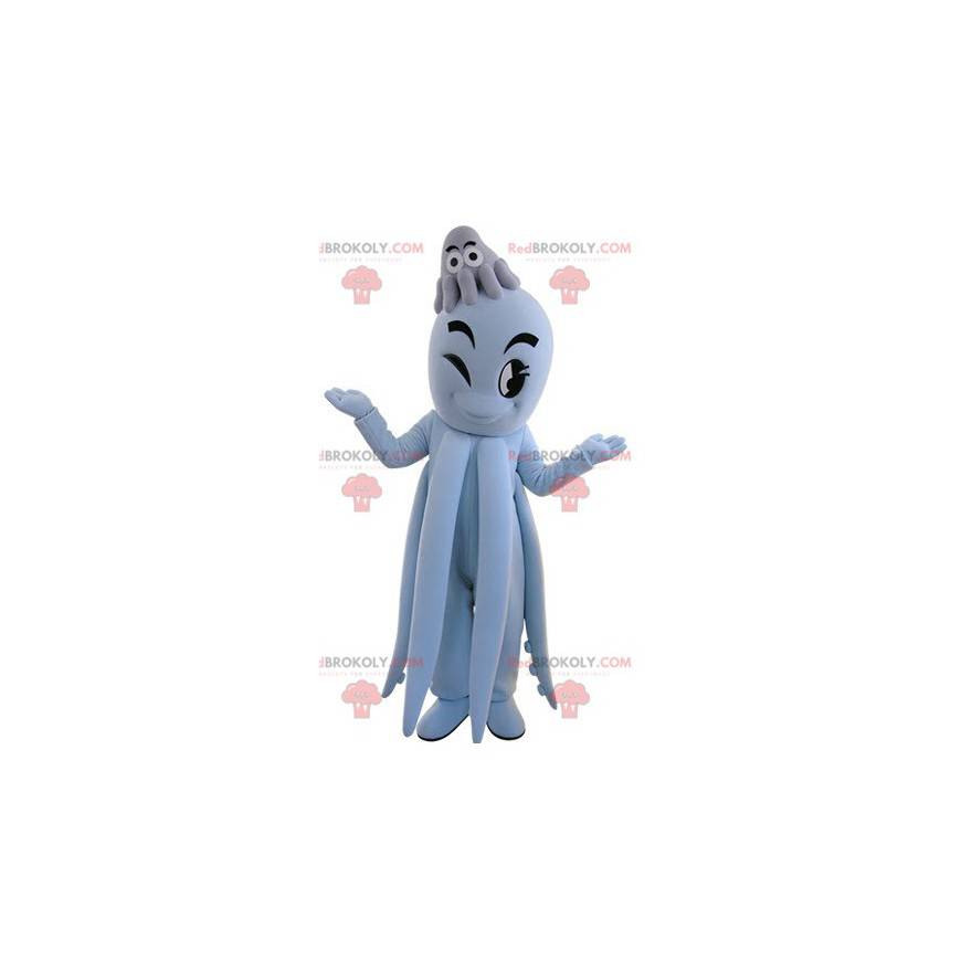 Riesiges blaues Tintenfischmaskottchen. Krakenmaskottchen - Riesiges blaues Tintenfischmaskottchen. Krakenmaskottchen -
