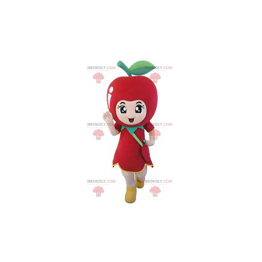 Mascota de manzana roja gigante. Mascota de fruta -