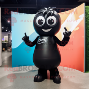 Black Soda Can mascot costume character dressed with a Bodysuit and Hair clips