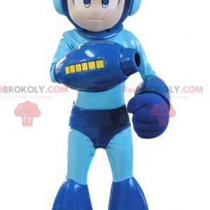 Mascota de personaje futurista vestida de azul - Redbrokoly.com
