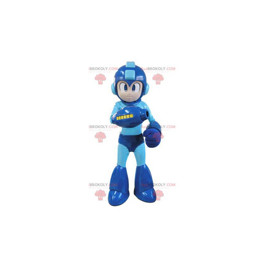 Mascota de personaje futurista vestida de azul - Redbrokoly.com