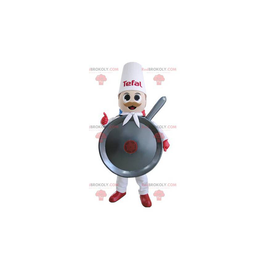 Chef cook giant pan mascot - Redbrokoly.com