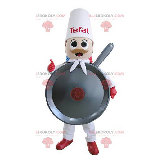 Chef cook giant pan mascot - Redbrokoly.com
