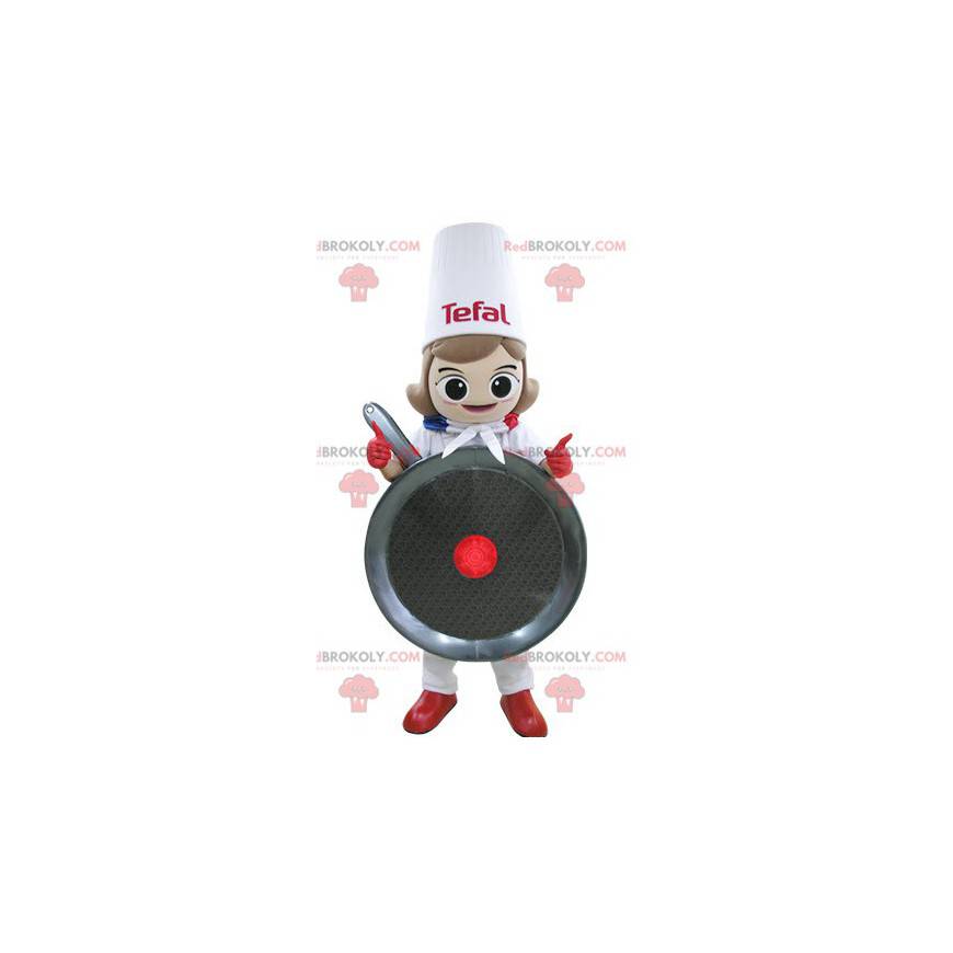 Chef cook giant pan mascot - Redbrokoly.com