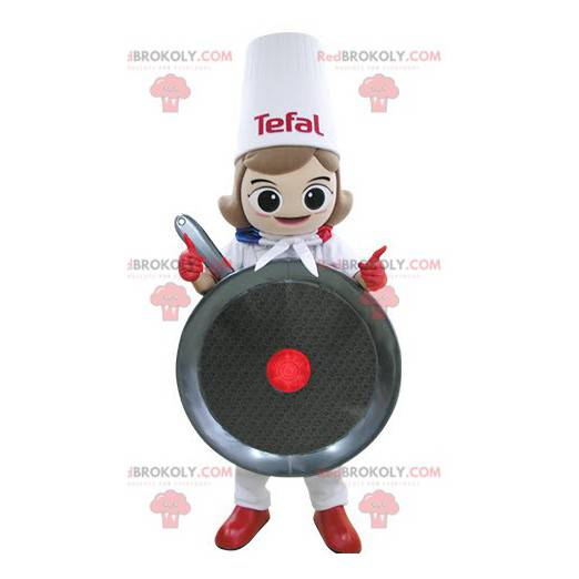 Chef cook giant pan mascot - Redbrokoly.com