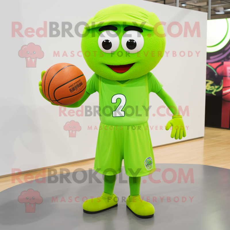 Lime Green Basketball Ball mascot costume character dressed with a Dress Pants and Caps Lime Green Basketball Ball mascot costume character dressed with a Dress Pants and Caps