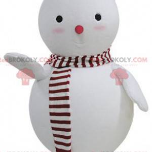 Mascota de muñeco de nieve blanco y rojo - Redbrokoly.com